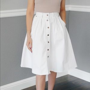 White button midi skirt